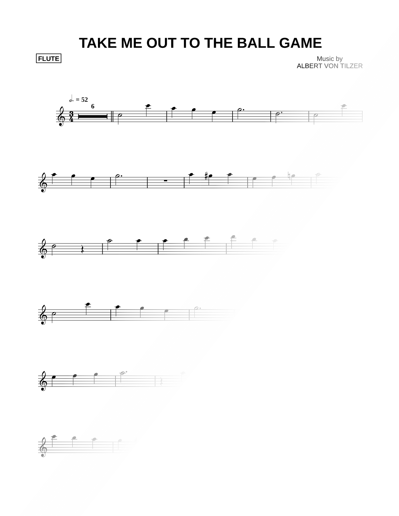 Take Me Out to the Ball Game - Flute