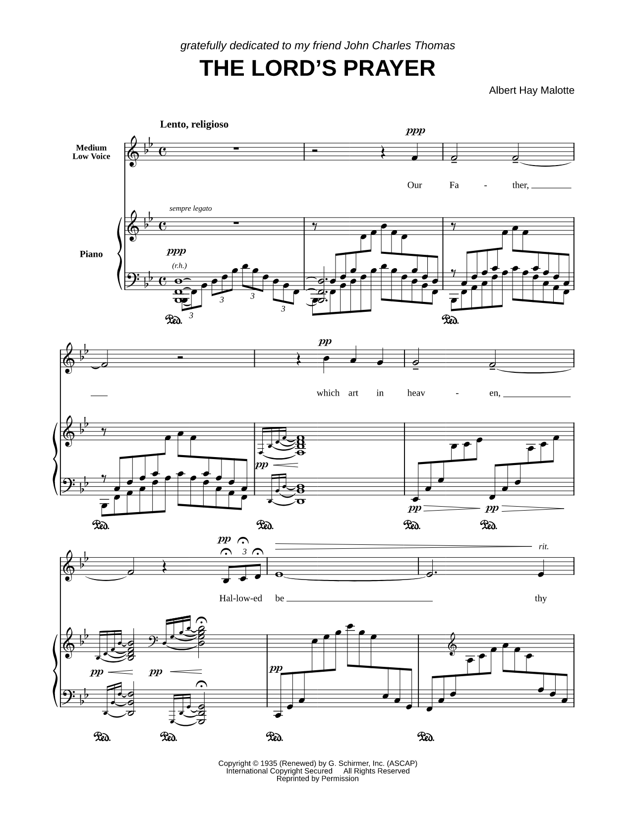 The Lord's Prayer - Medium Low Voice