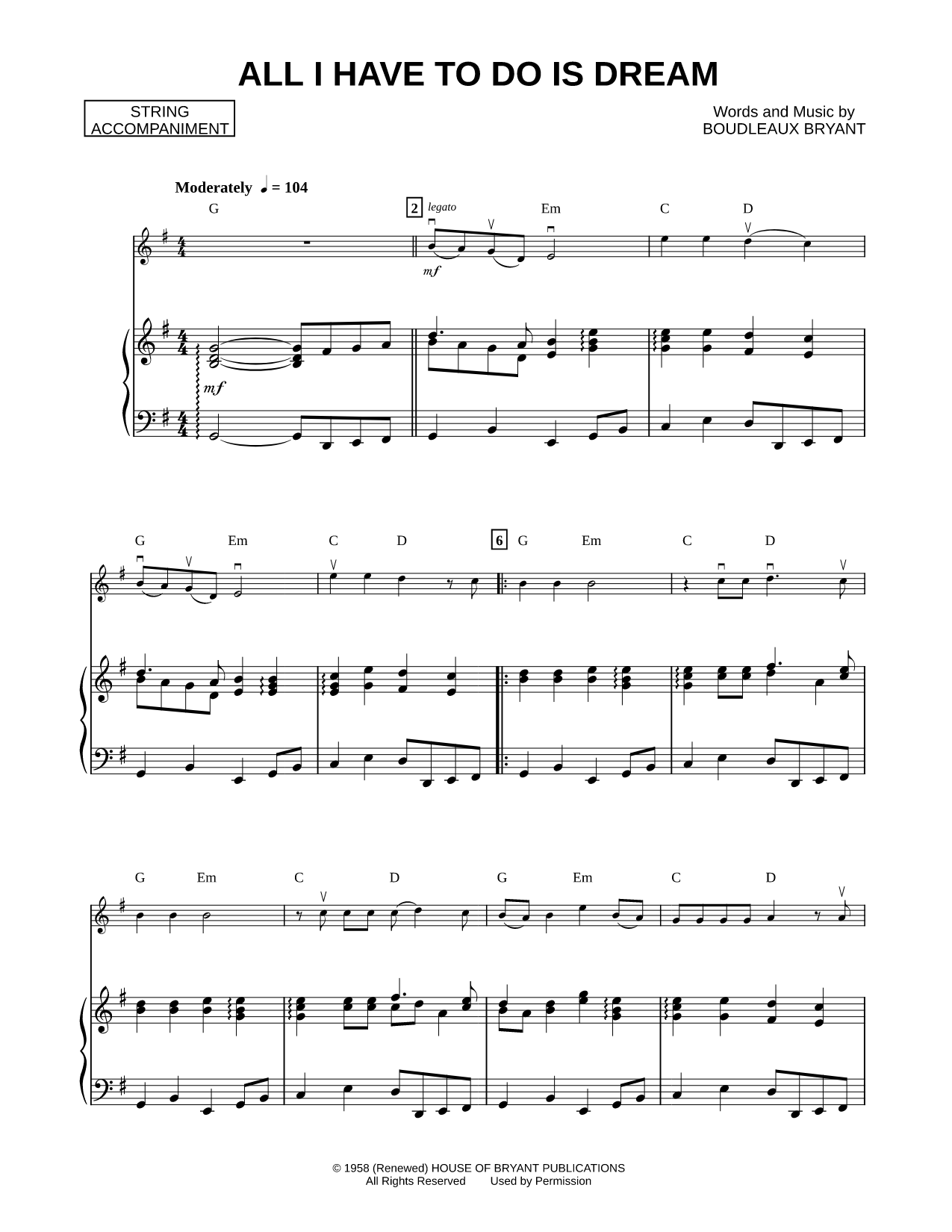 All I Have to Do Is Dream - String Accompaniment