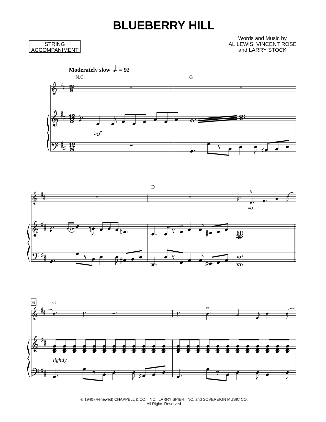 Blueberry Hill - Piano Accompaniment (Strings)
