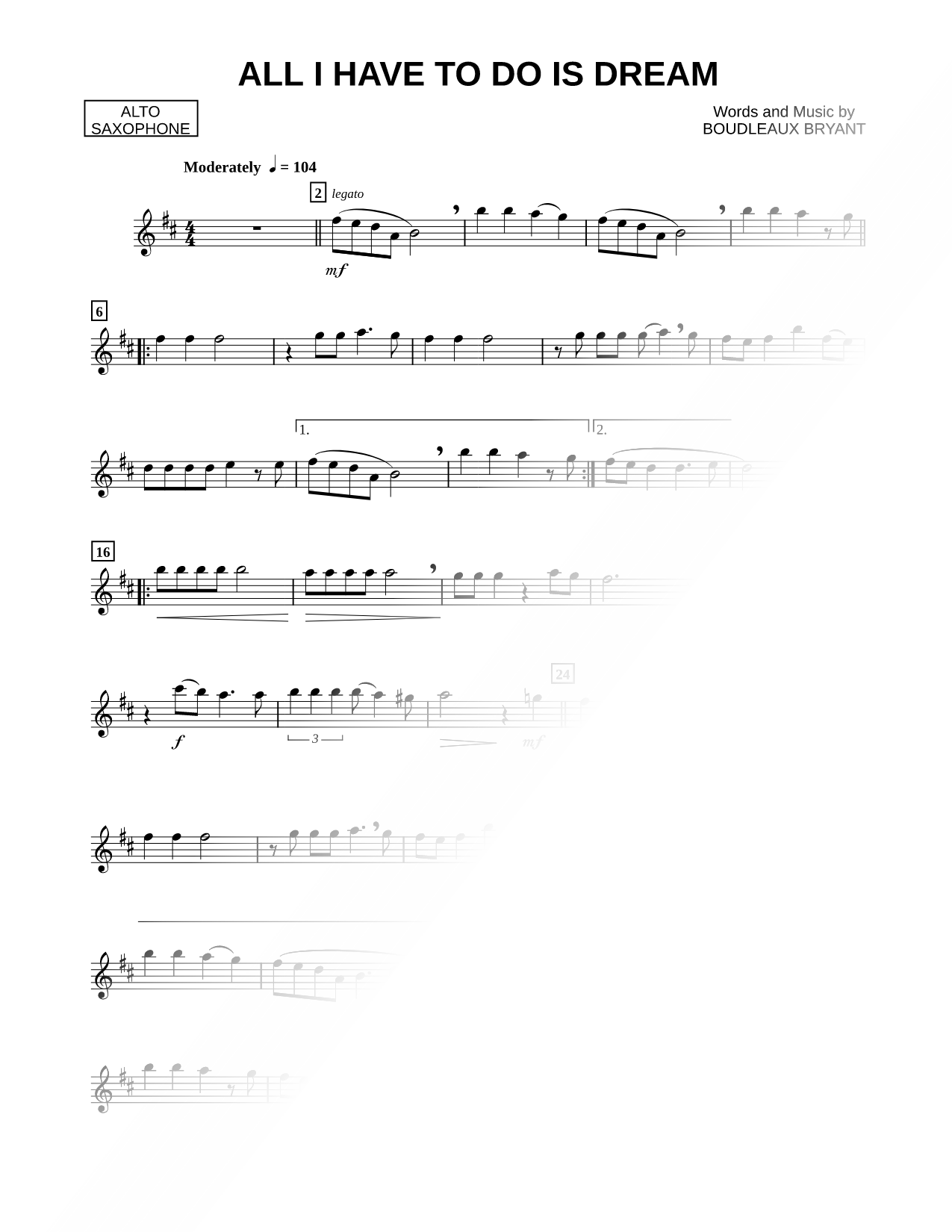 All I Have to Do Is Dream - Alto Sax