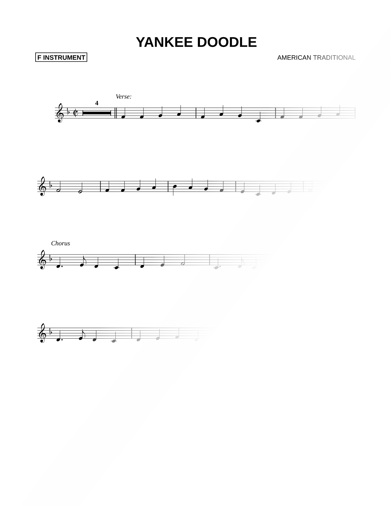 Yankee Doodle - F Instrument
