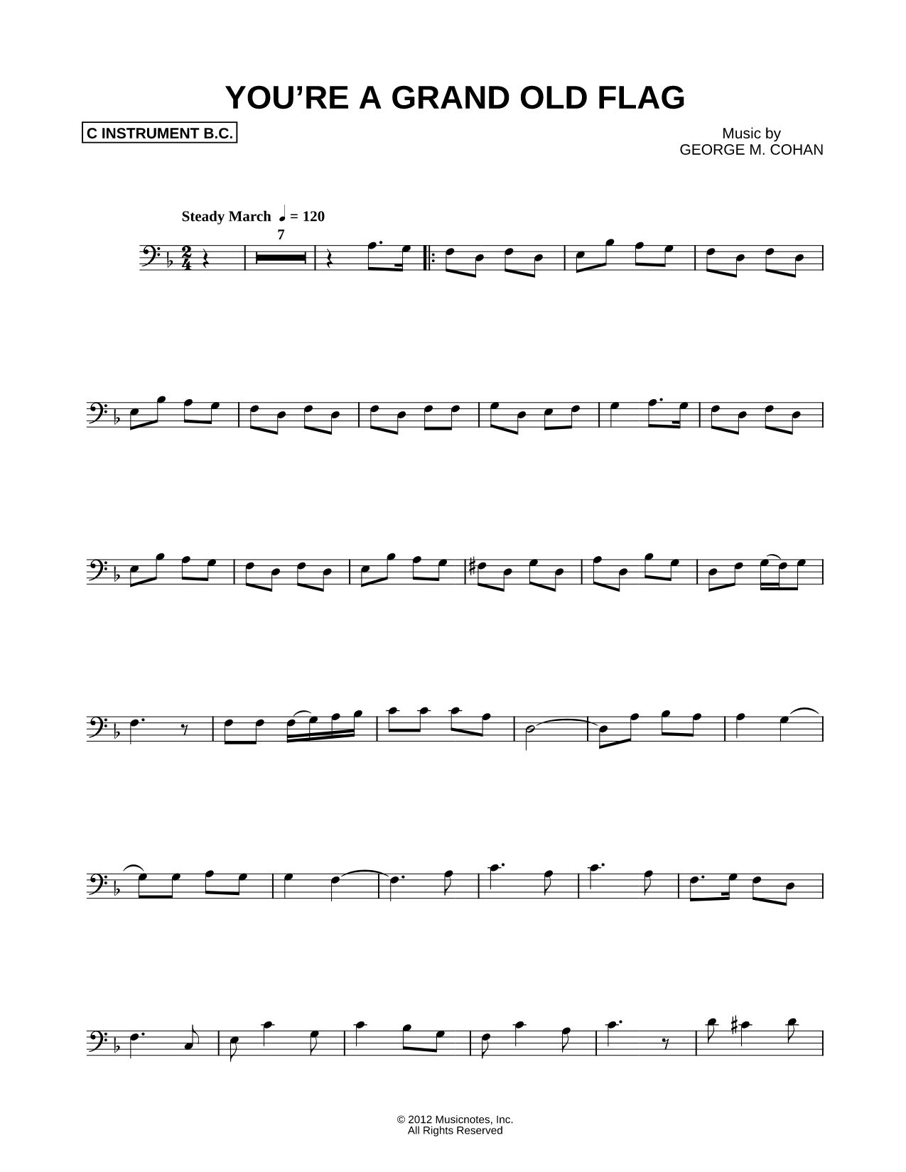 You're a Grand Old Flag - Bass Clef Instrument
