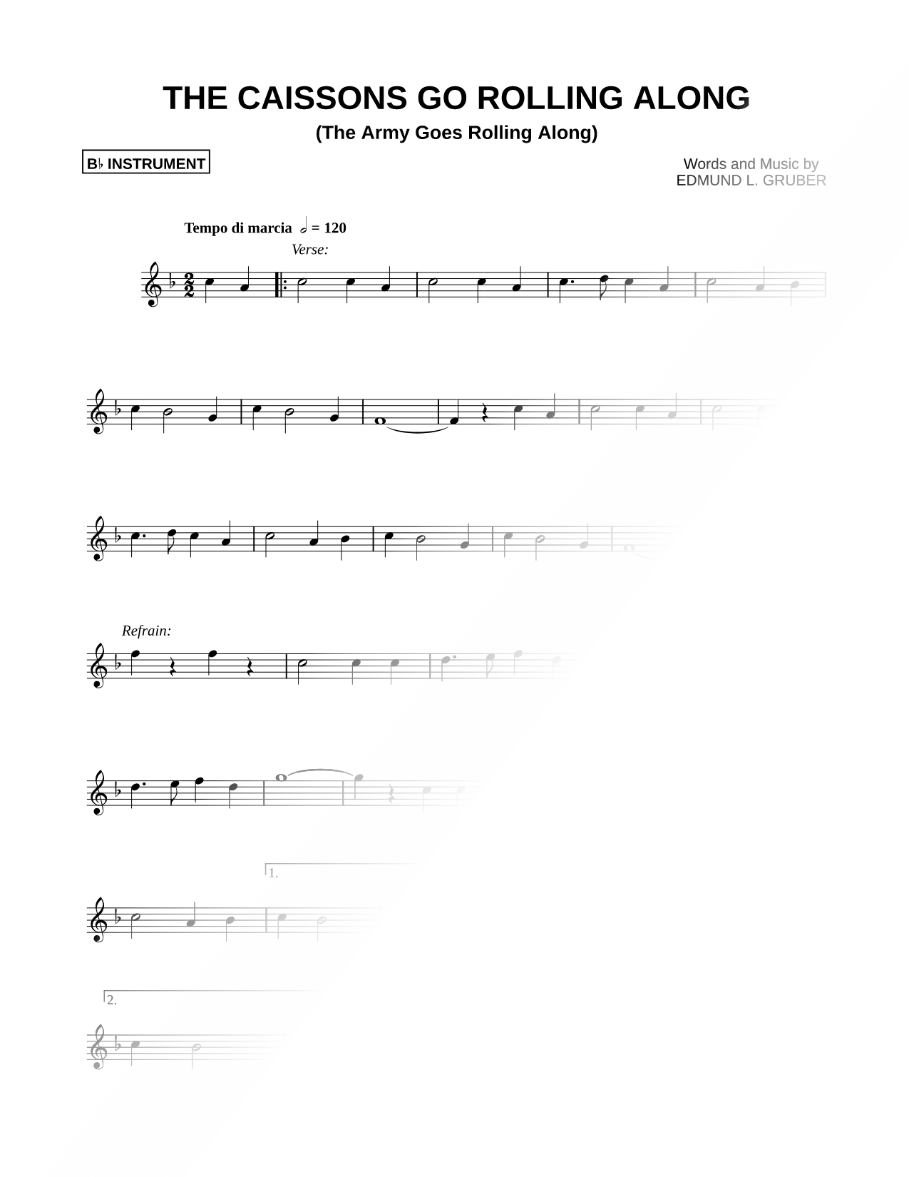 The Caissons Go Rolling Along - Bb Instrument