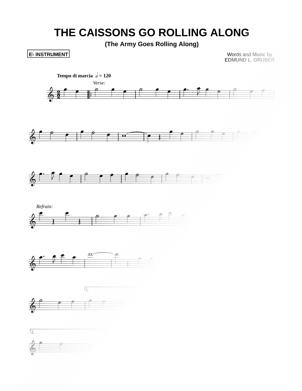 The Caissons Go Rolling Along - Eb Instrument