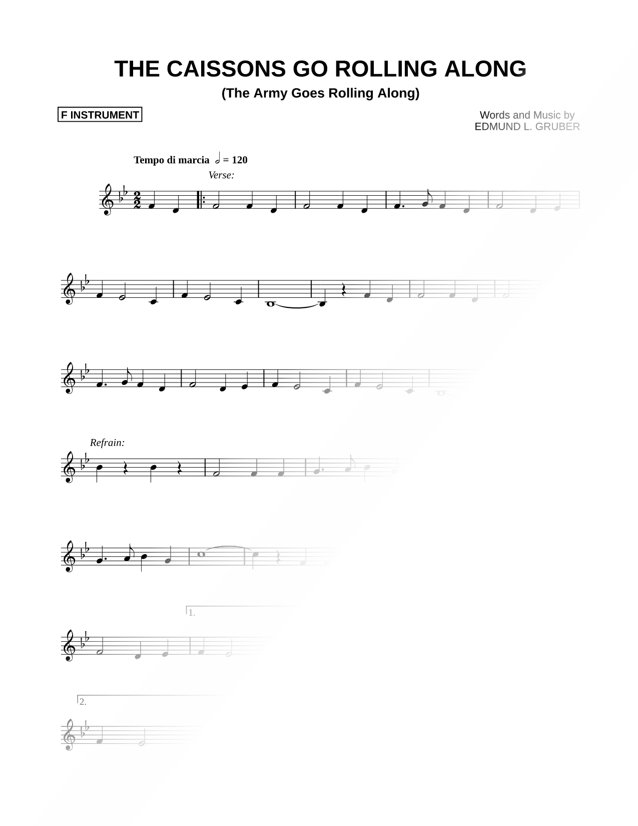 The Caissons Go Rolling Along - F Instrument