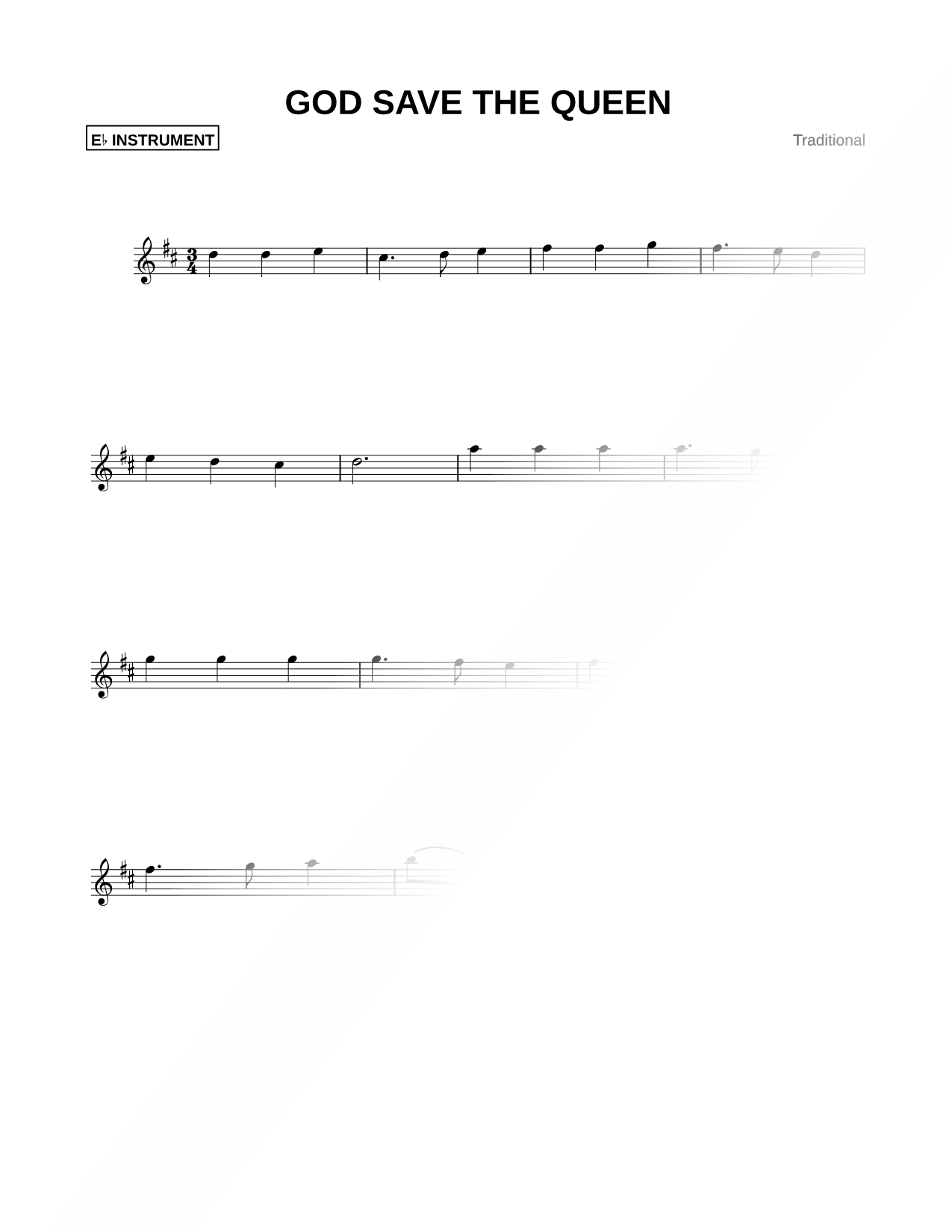 God Save the Queen - Eb Instrument