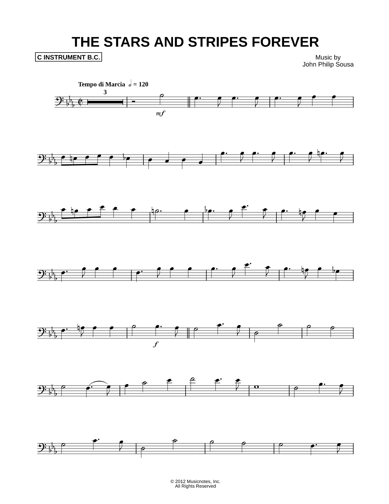 The Stars and Stripes Forever [abridged] - Bass Clef Instrument