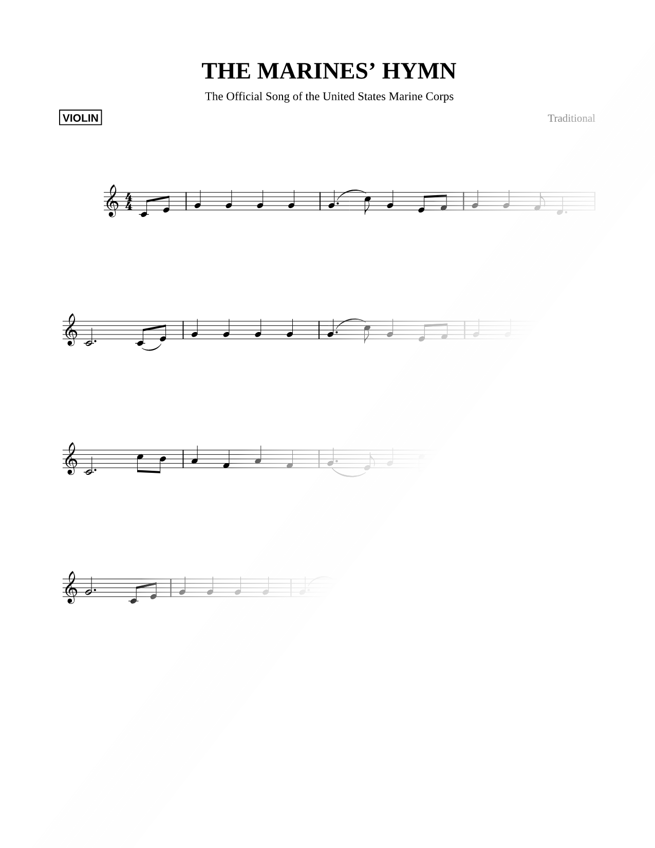 The Marines' Hymn - Violin