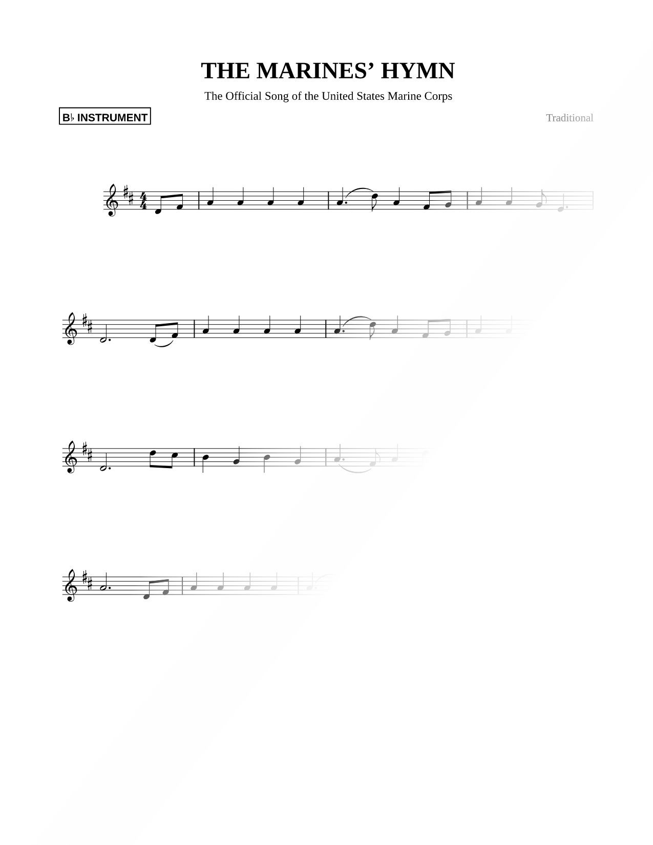 The Marines' Hymn - Bb Instrument