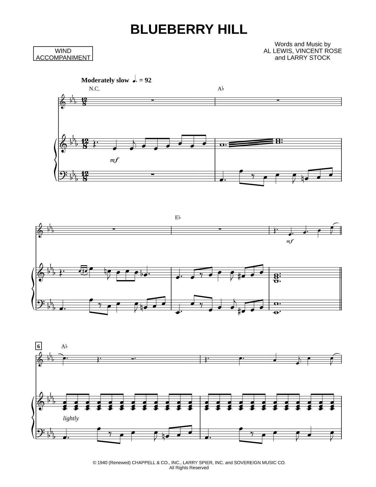 Blueberry Hill - Piano Accompaniment (Winds)