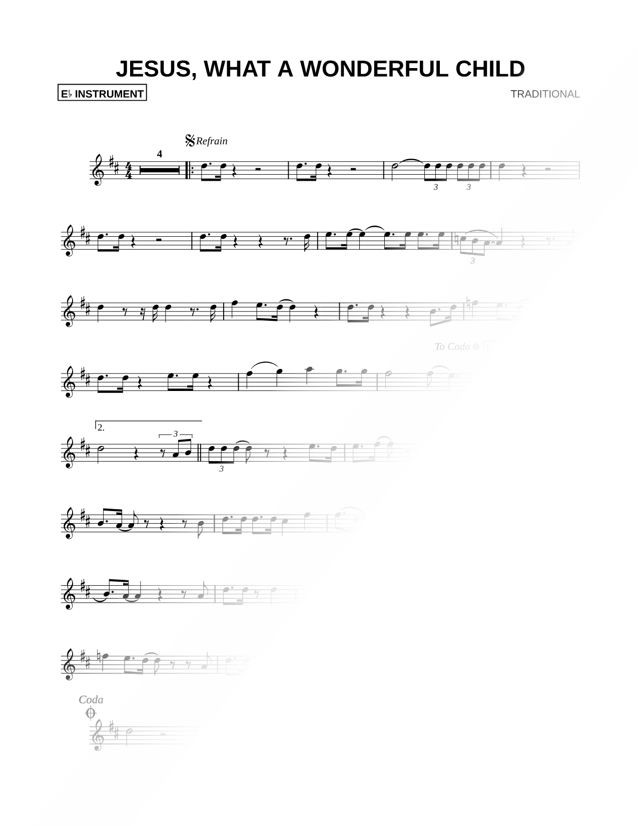 Jesus, What a Wonderful Child - Eb Instrument