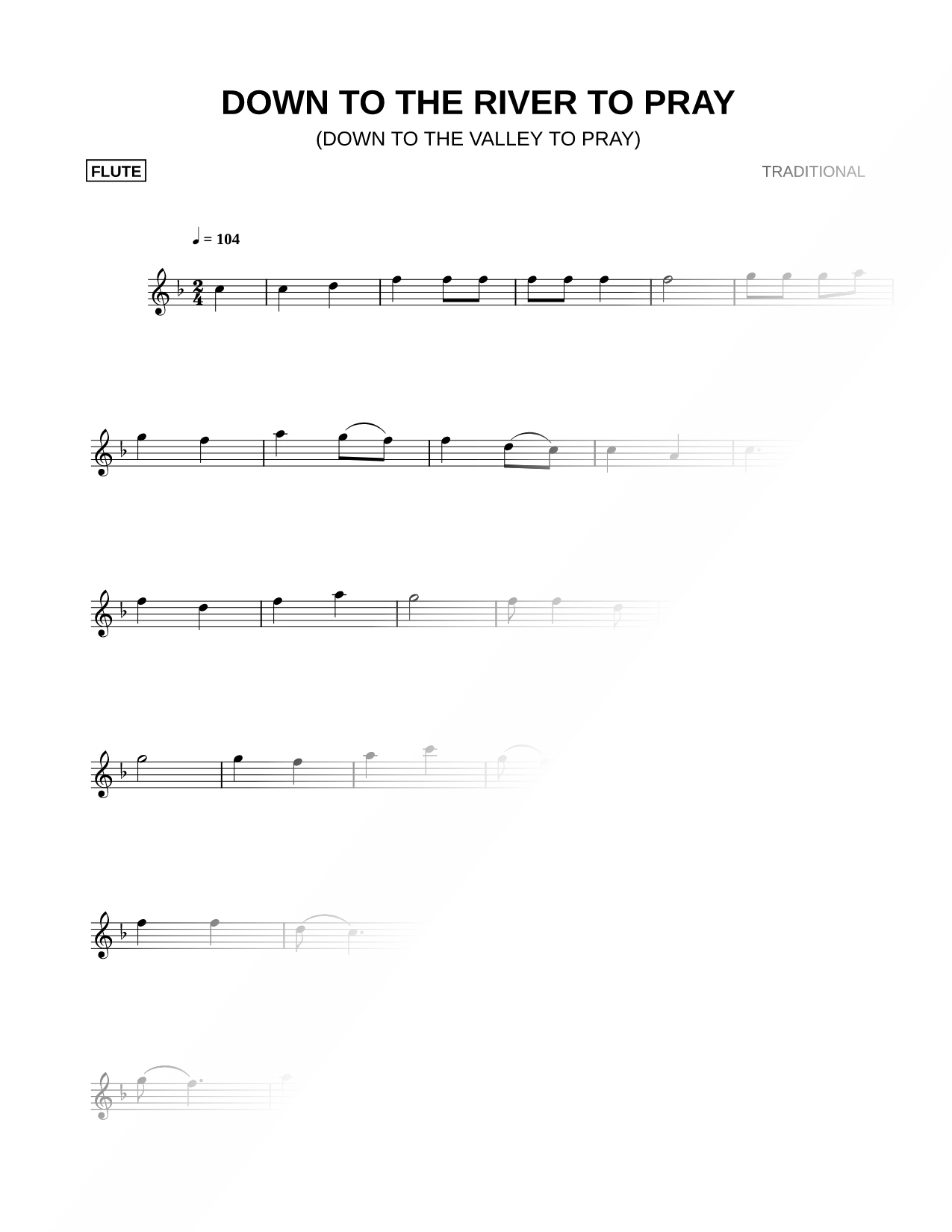 Down to the River to Pray - Flute