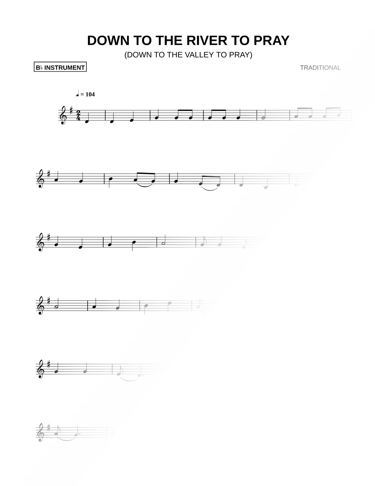 Down to the River to Pray - Bb Instrument
