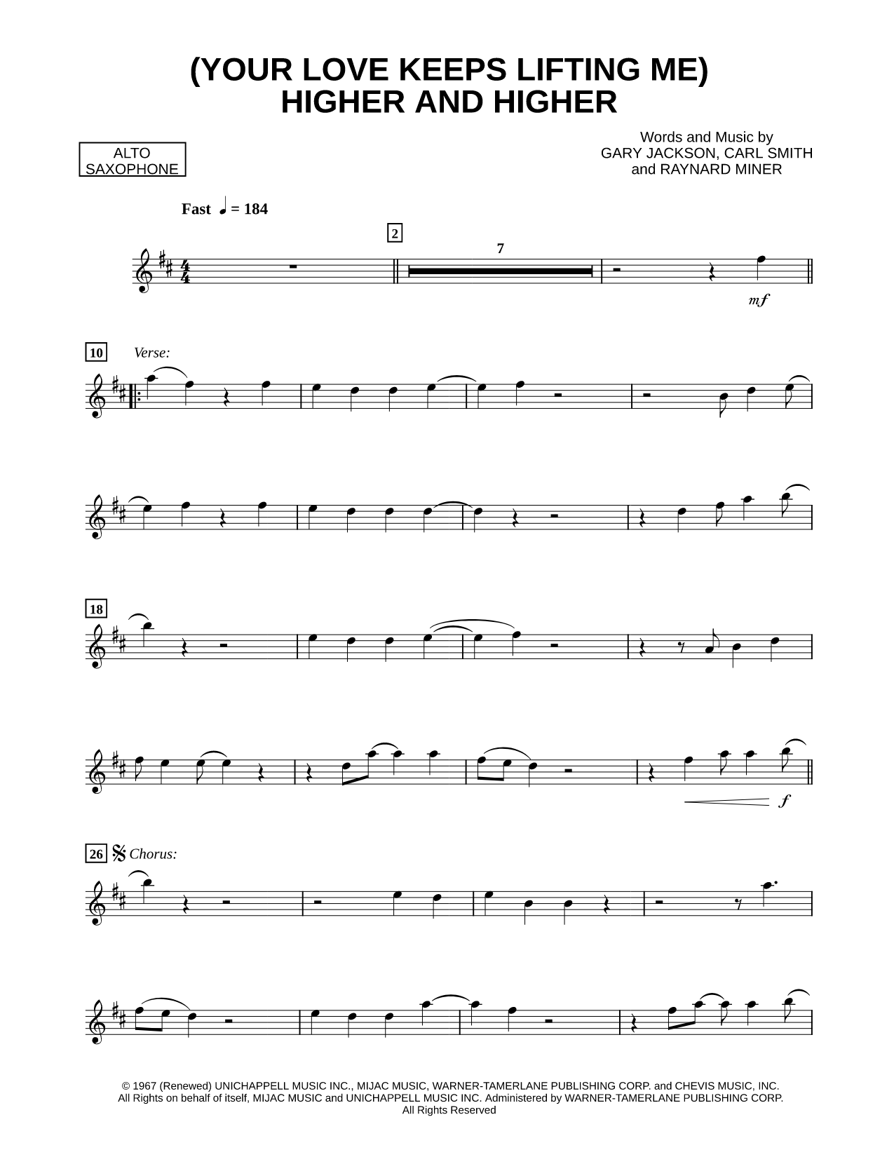 (Your Love Keeps Lifting Me) Higher and Higher - Alto Saxophone
