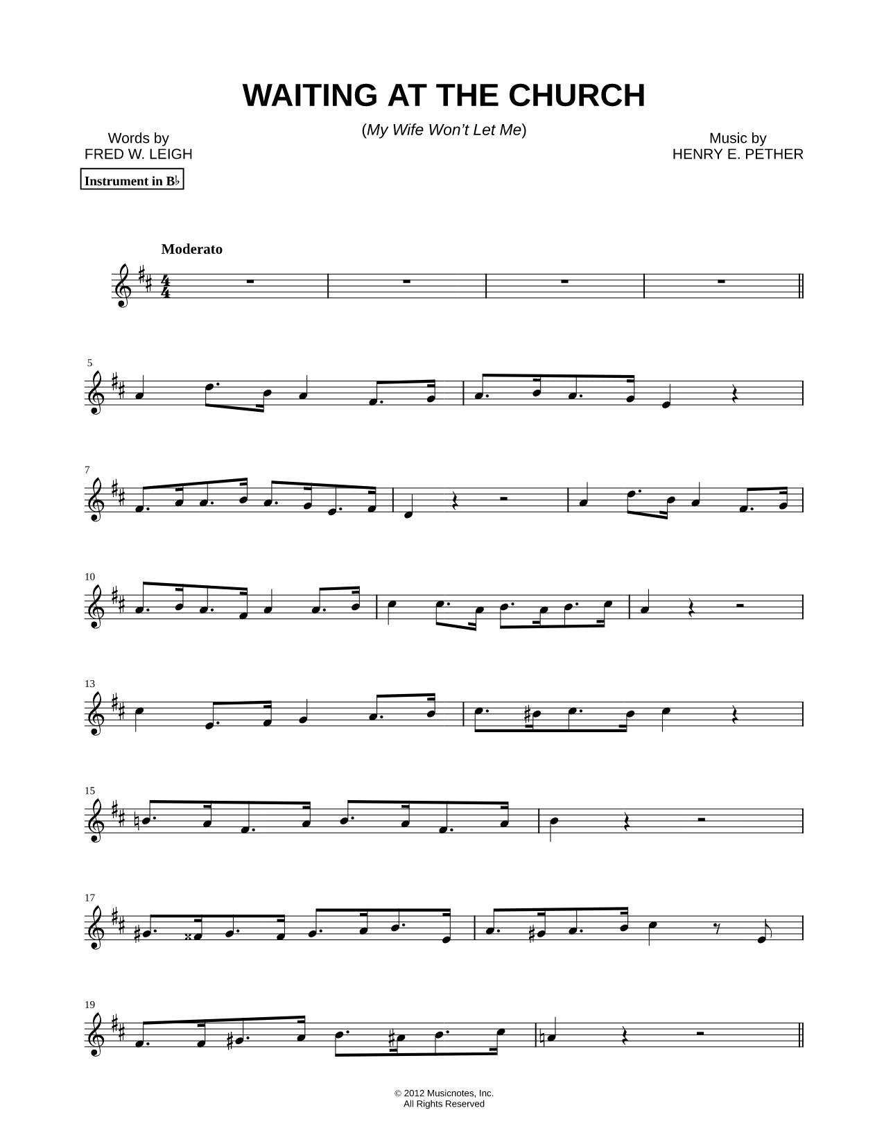Waiting At the Church - Bb Instrument