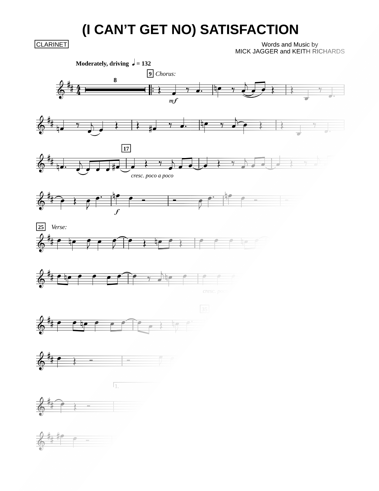 (I Can't Get No) Satisfaction - Clarinet
