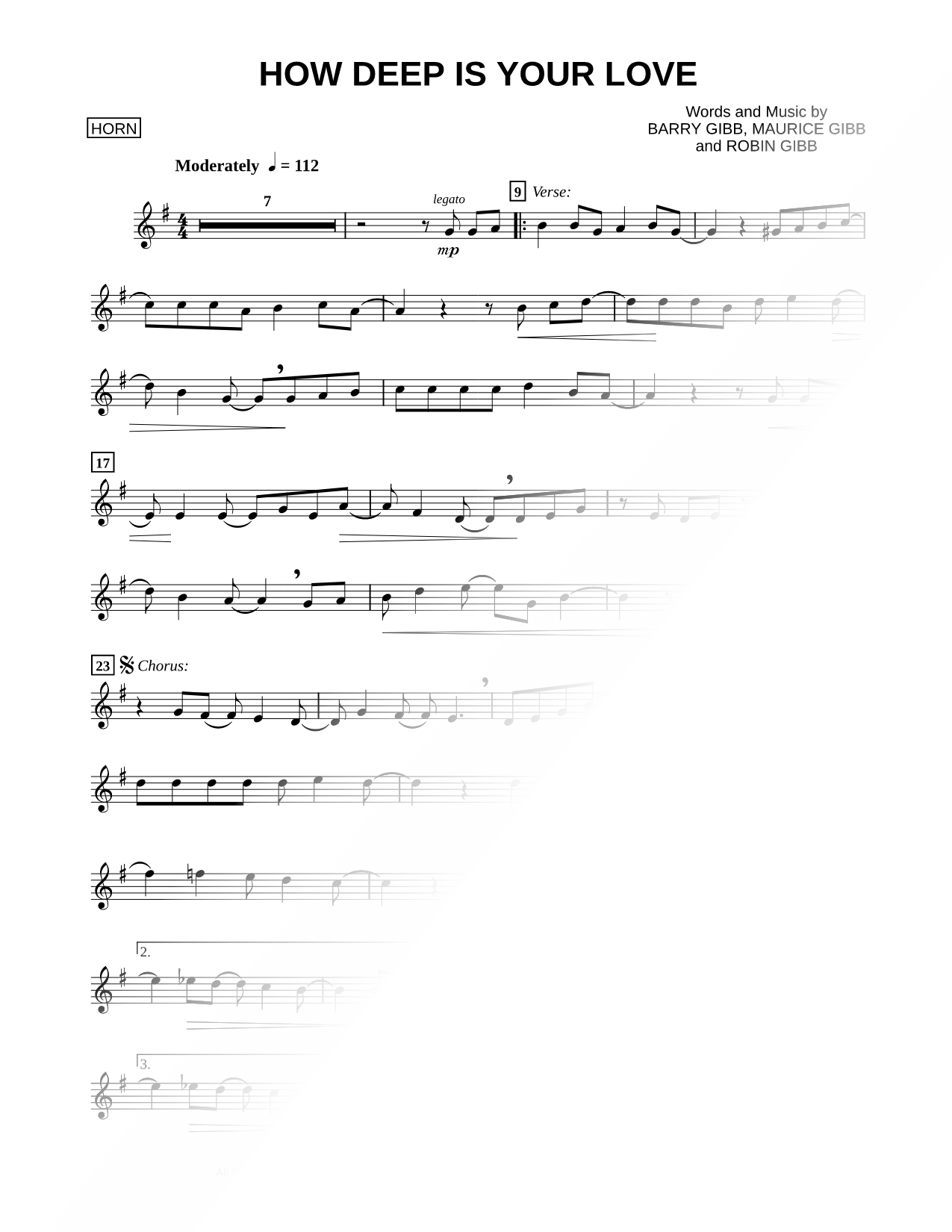 How Deep Is Your Love - French Horn