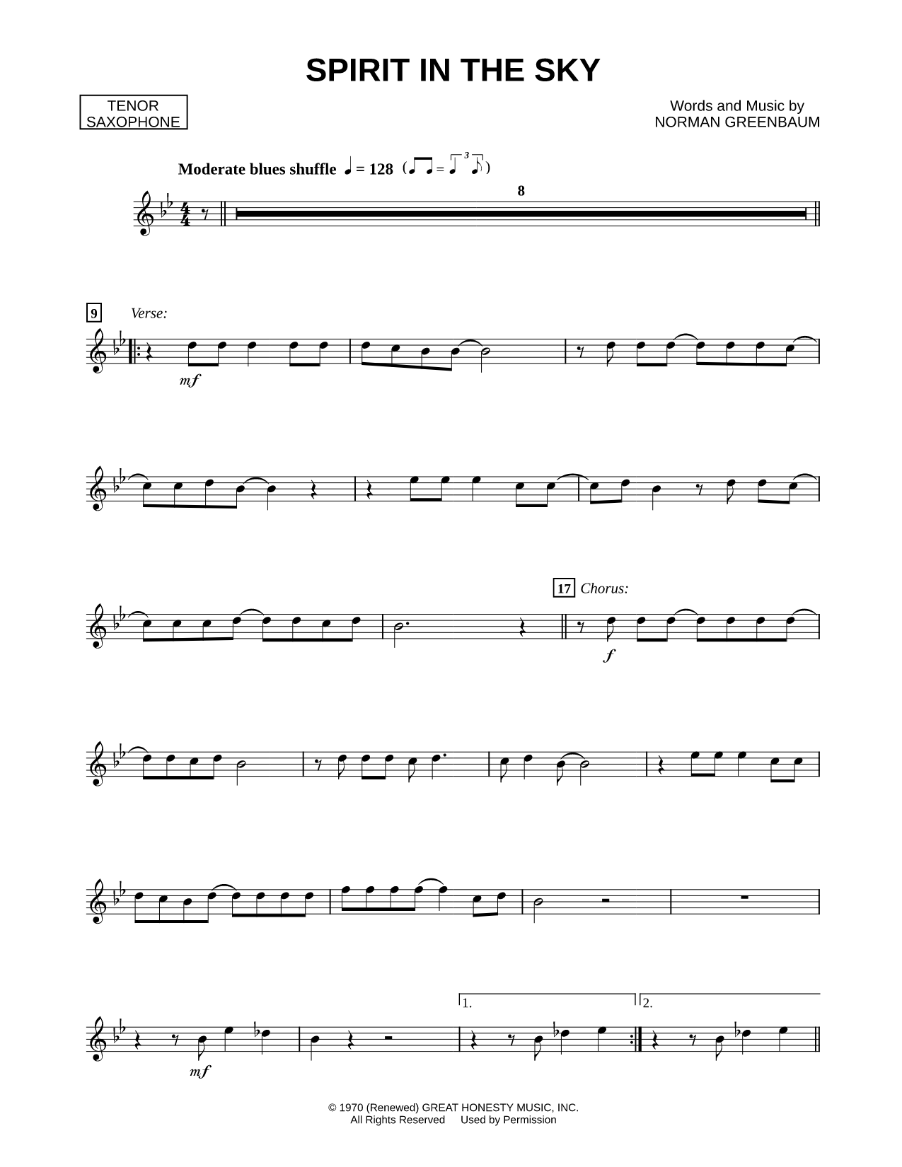 Spirit in the Sky - Tenor Saxophone