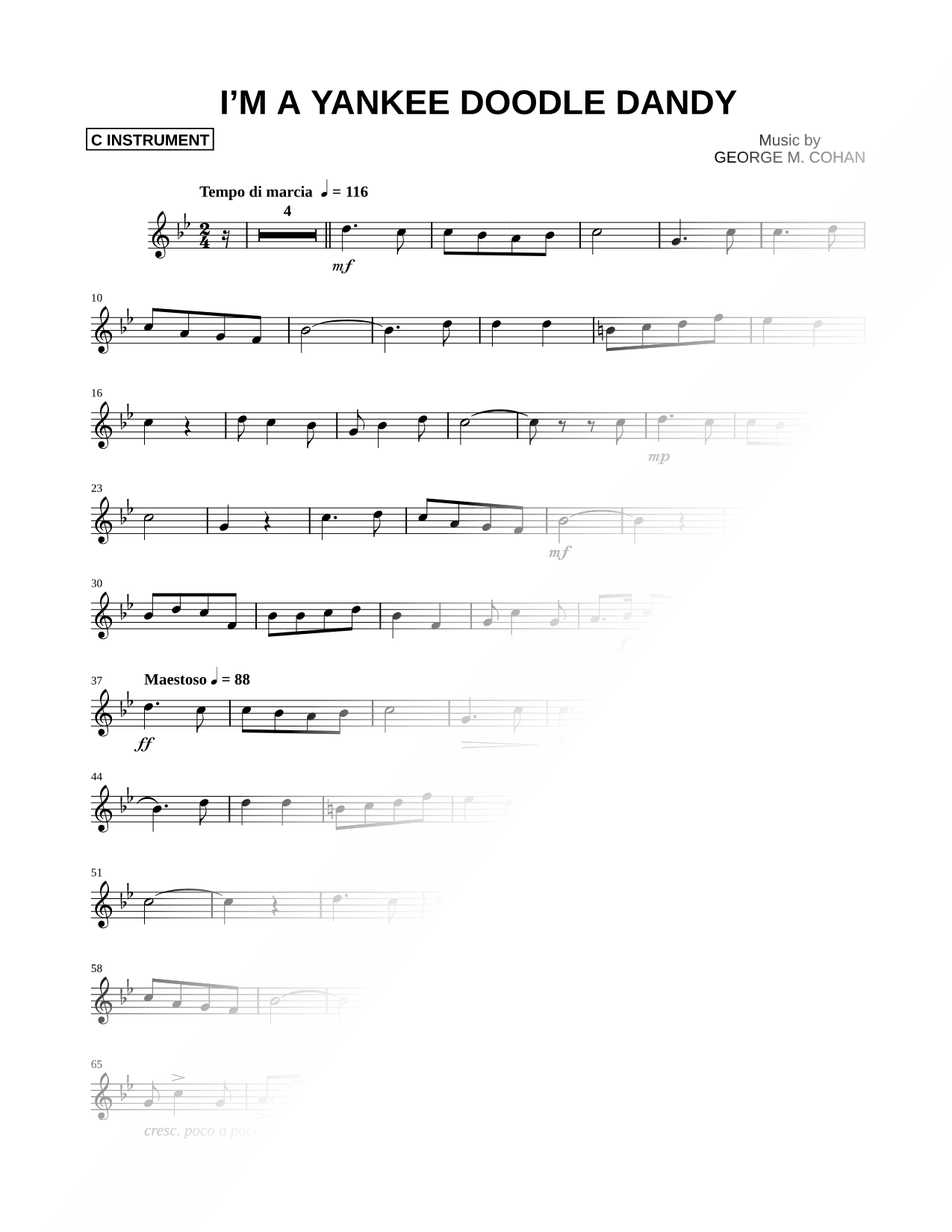 I'm a Yankee Doodle Dandy - C Instrument