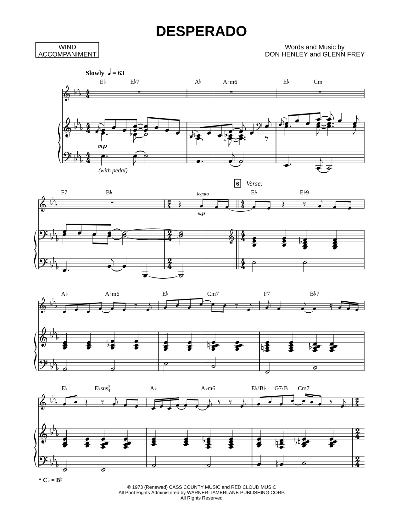Desperado - Piano Accompaniment (Winds)