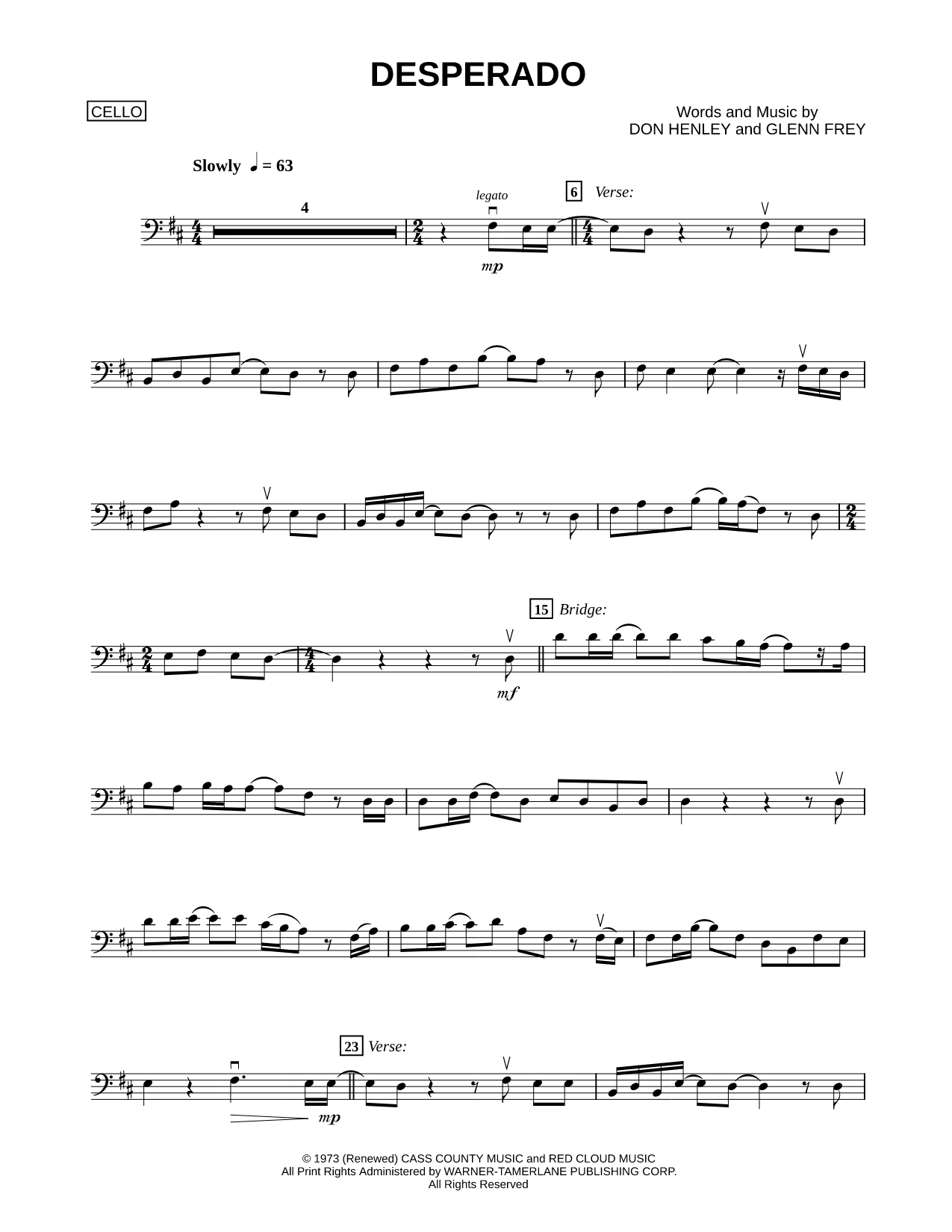 Desperado - Cello