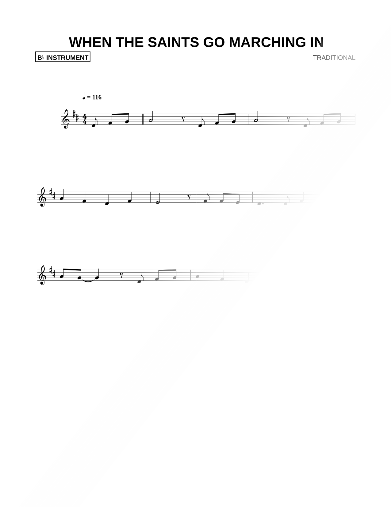 When the Saints Go Marching In - Bb Instrument