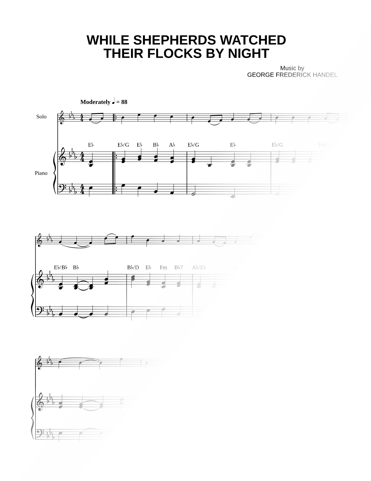While Shepherds Watched Their Flocks By Night - Piano Accompaniment