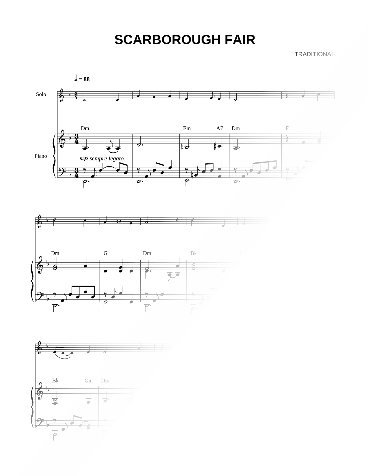 Scarborough Fair - Piano Accompaniment