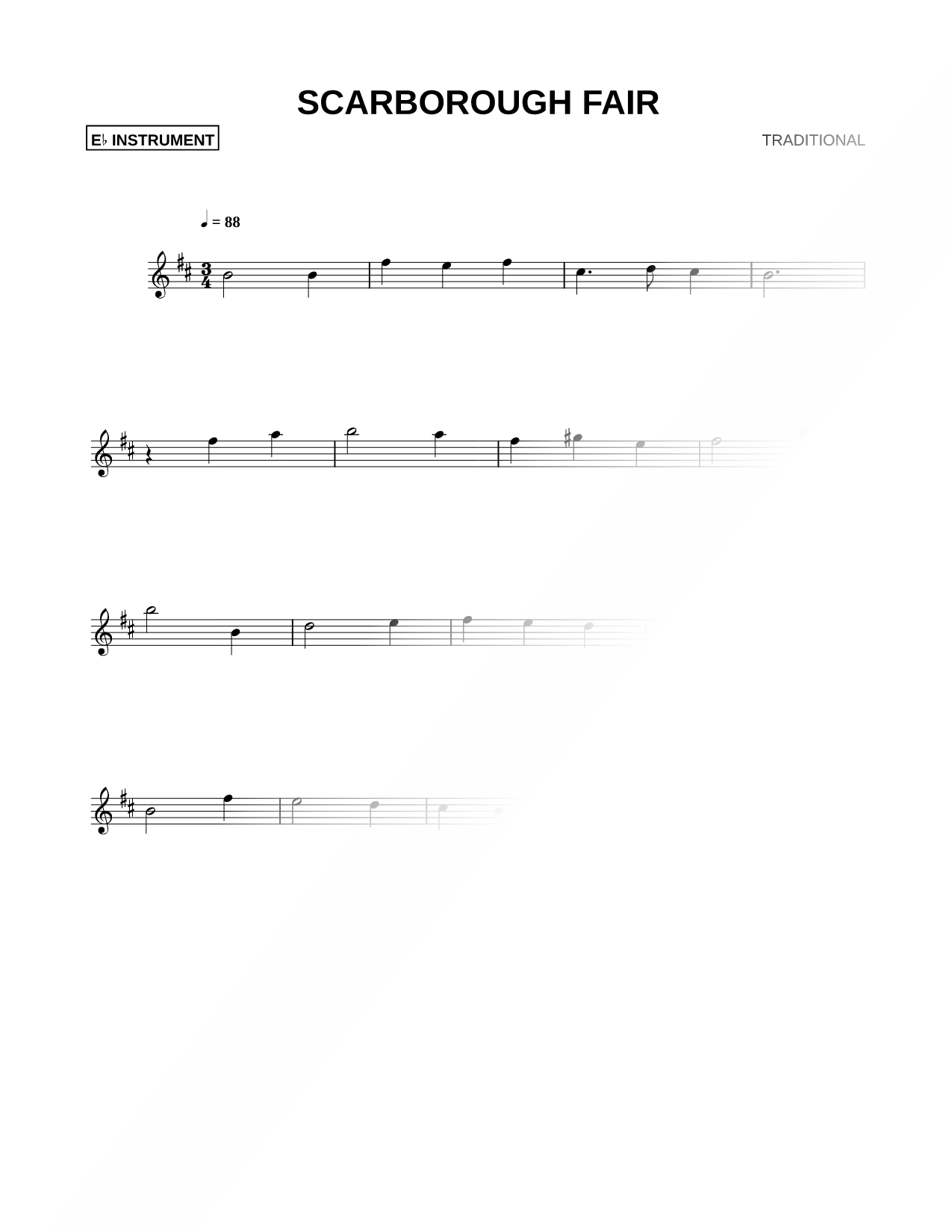 Scarborough Fair - Eb Instrument