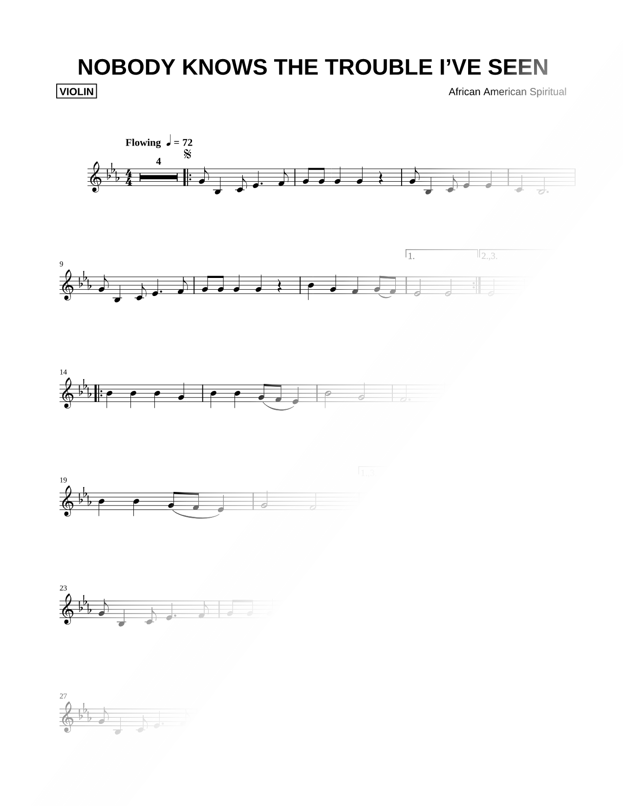 Nobody Knows the Trouble I've Seen - Violin