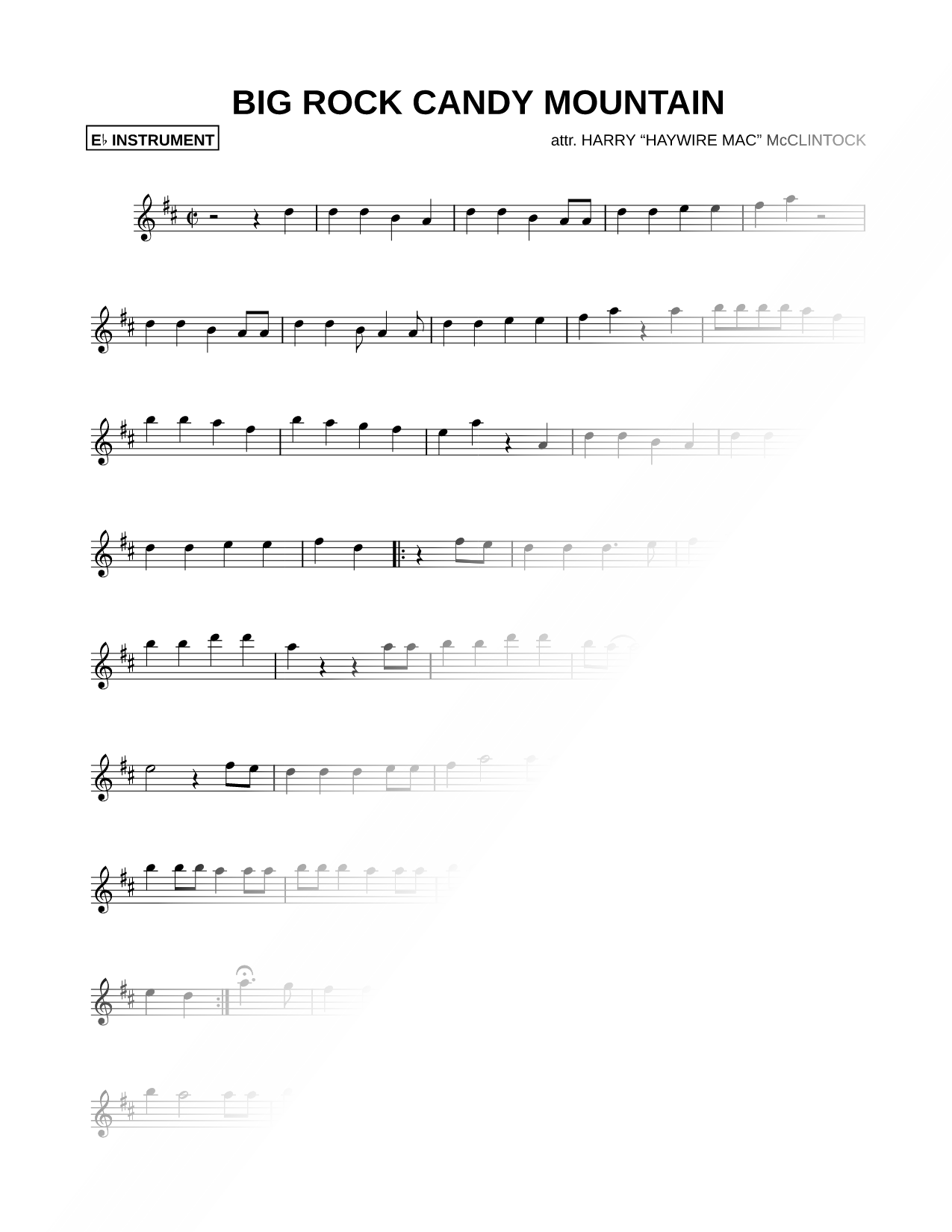 Big Rock Candy Mountain - Eb Instrument