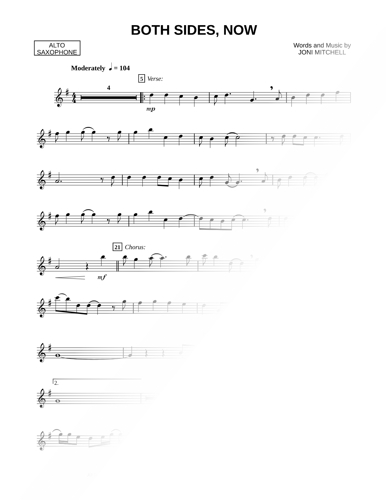Both Sides, Now - Alto Sax