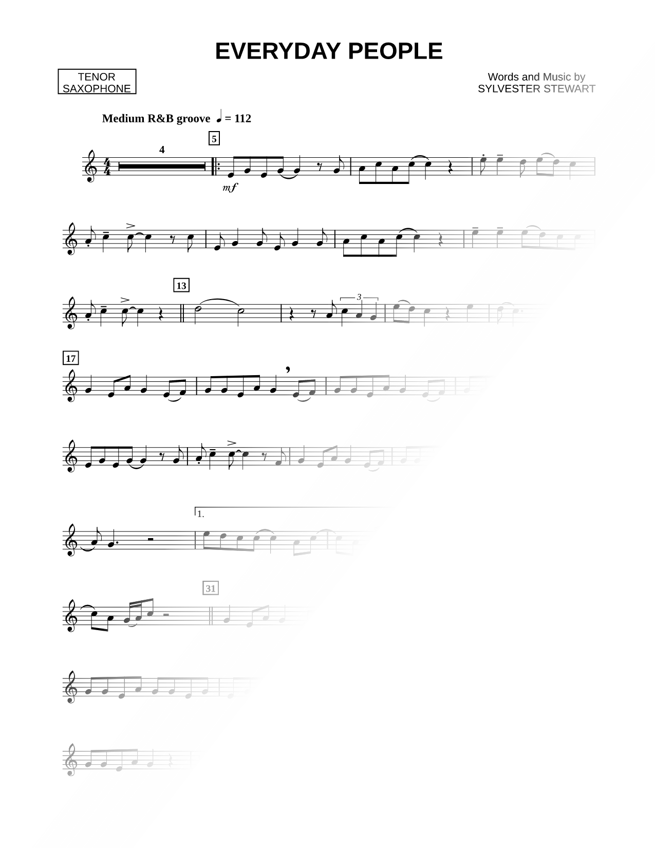 Everyday People - Tenor Saxophone