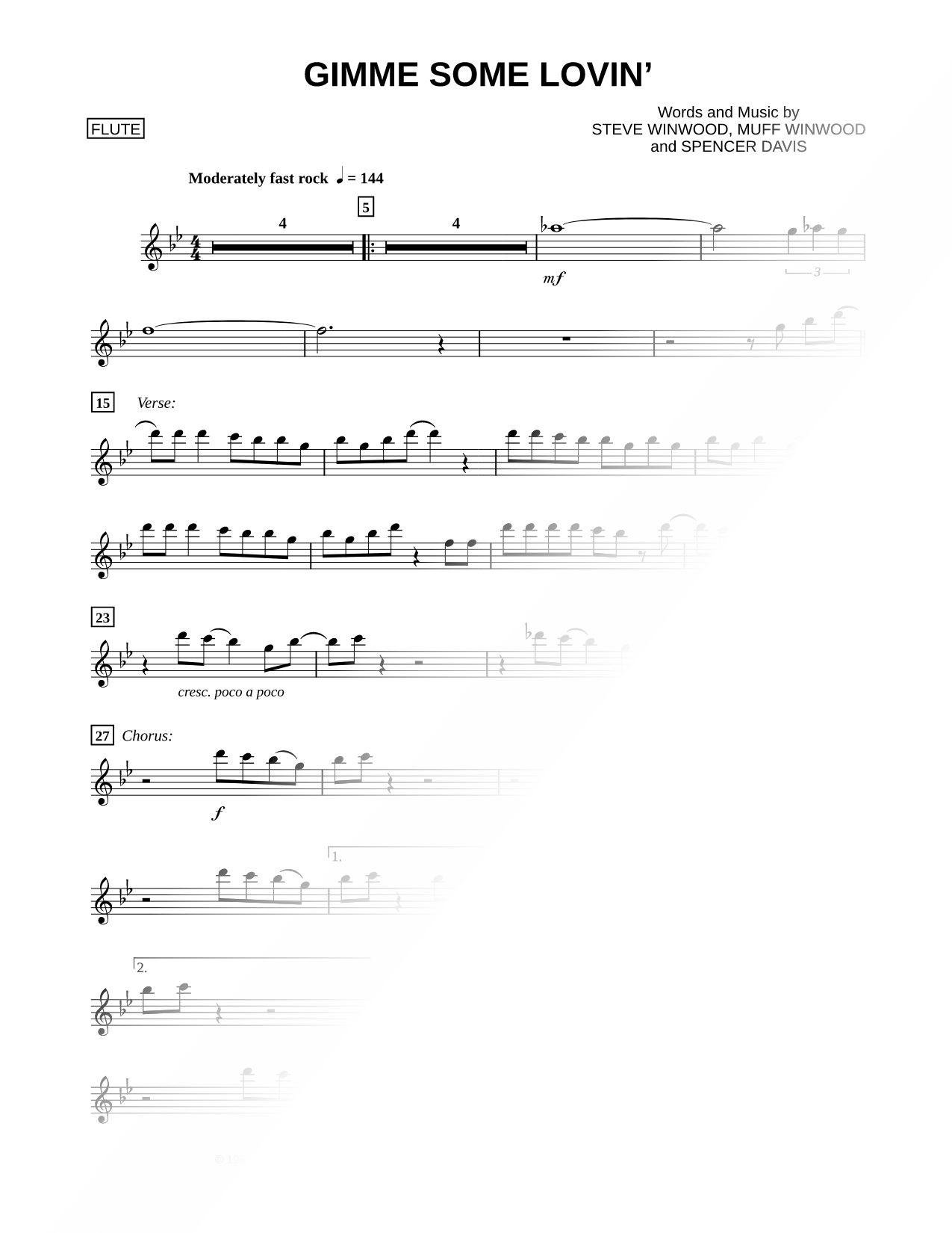 Gimme Some Lovin' - Flute