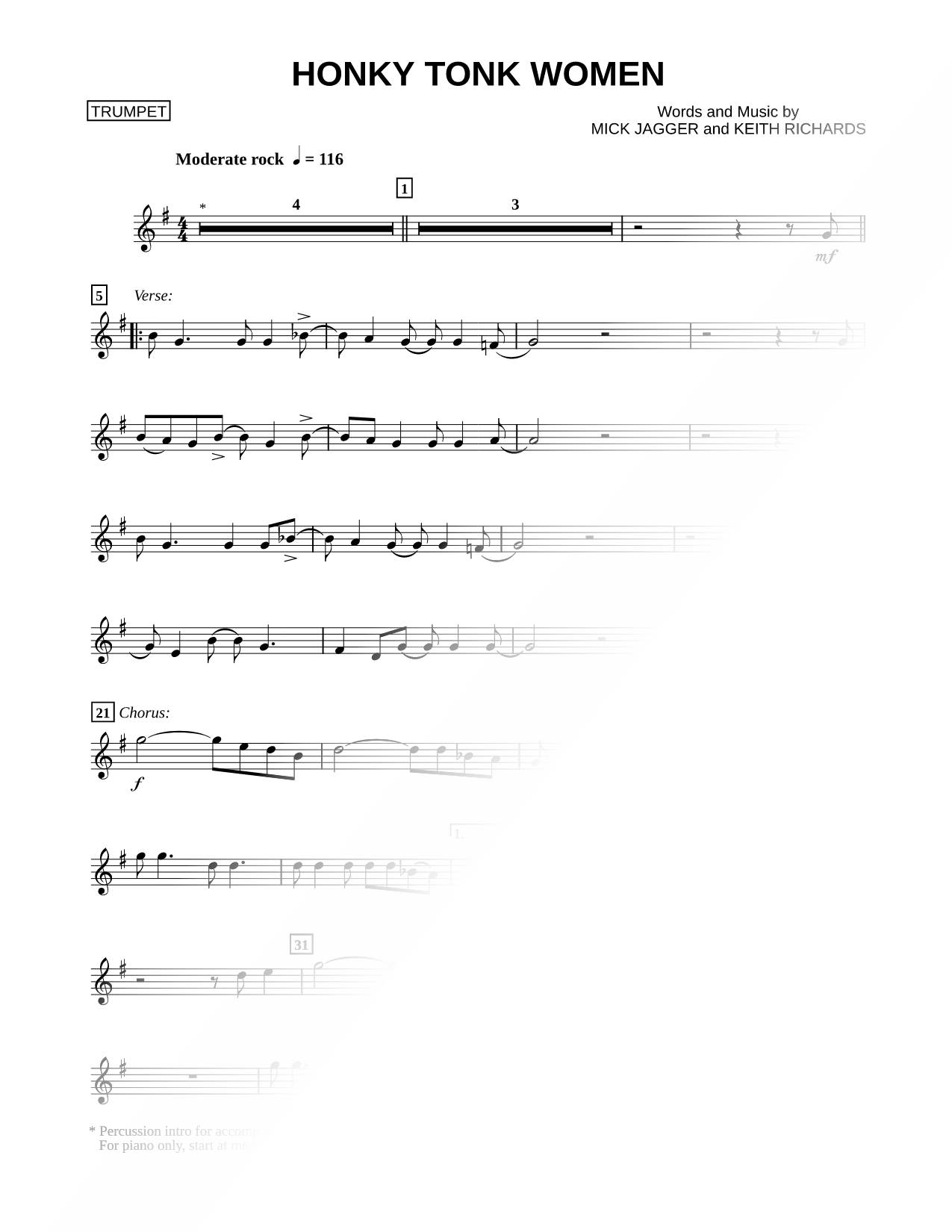Honky Tonk Women - Trumpet