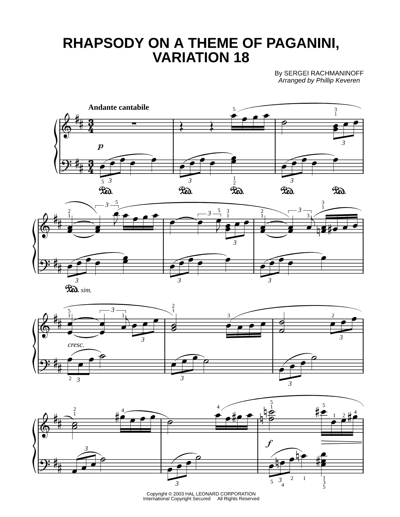 18th Variation from Rhapsody on a Theme of Paganini