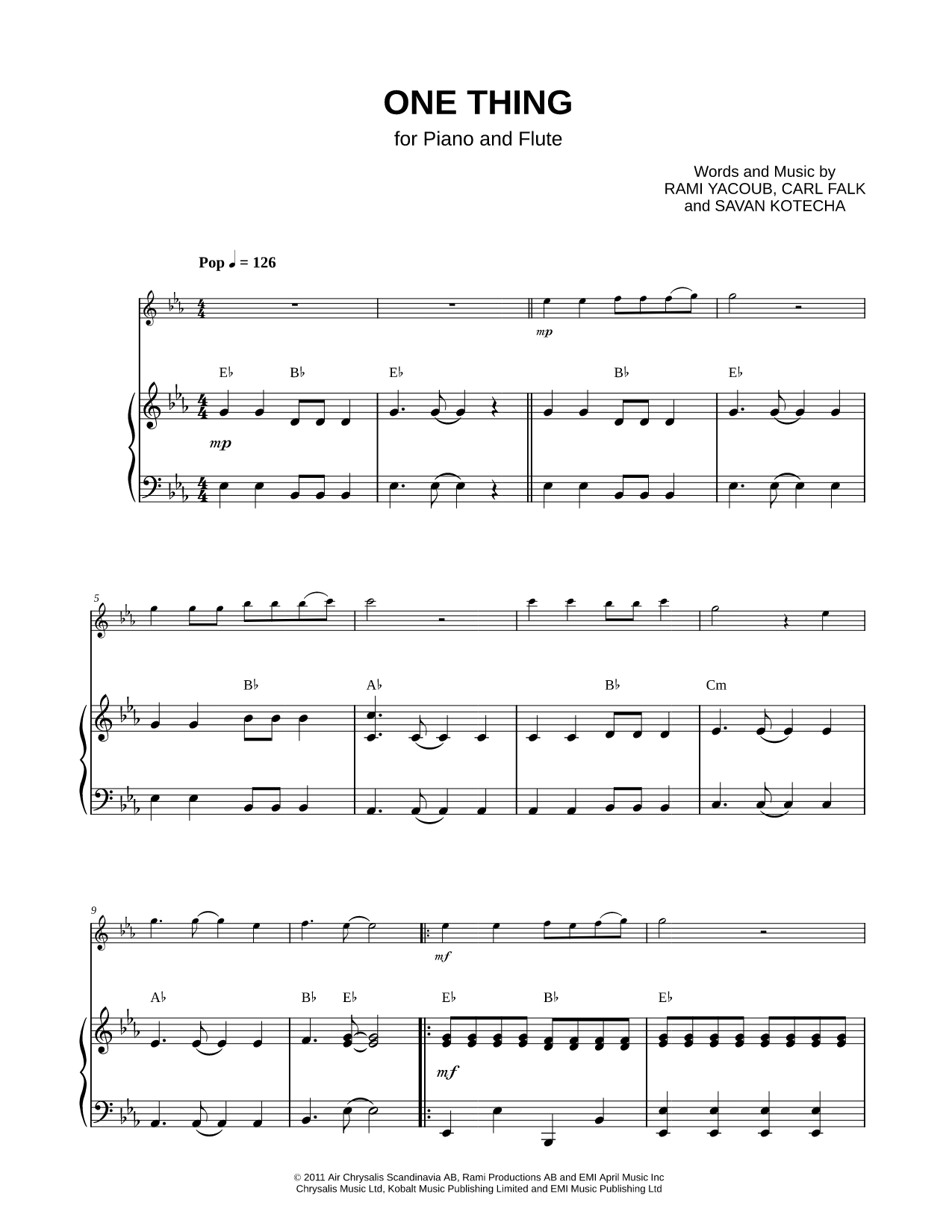 One Thing - Piano Accompaniment (Flute)