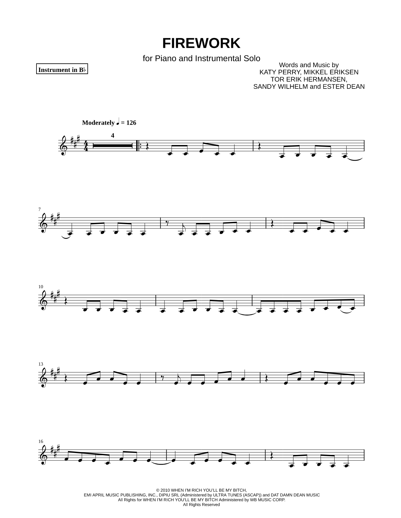 Firework - Bb Instrument