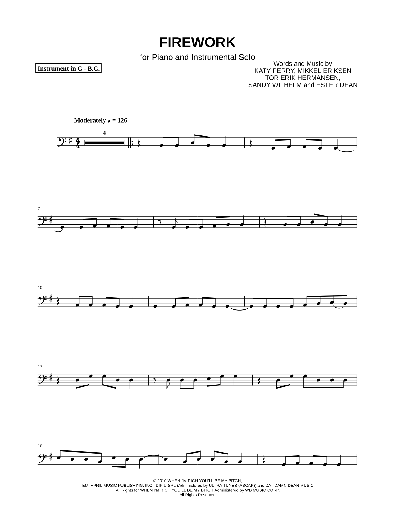 Firework - Bass Clef Instrument