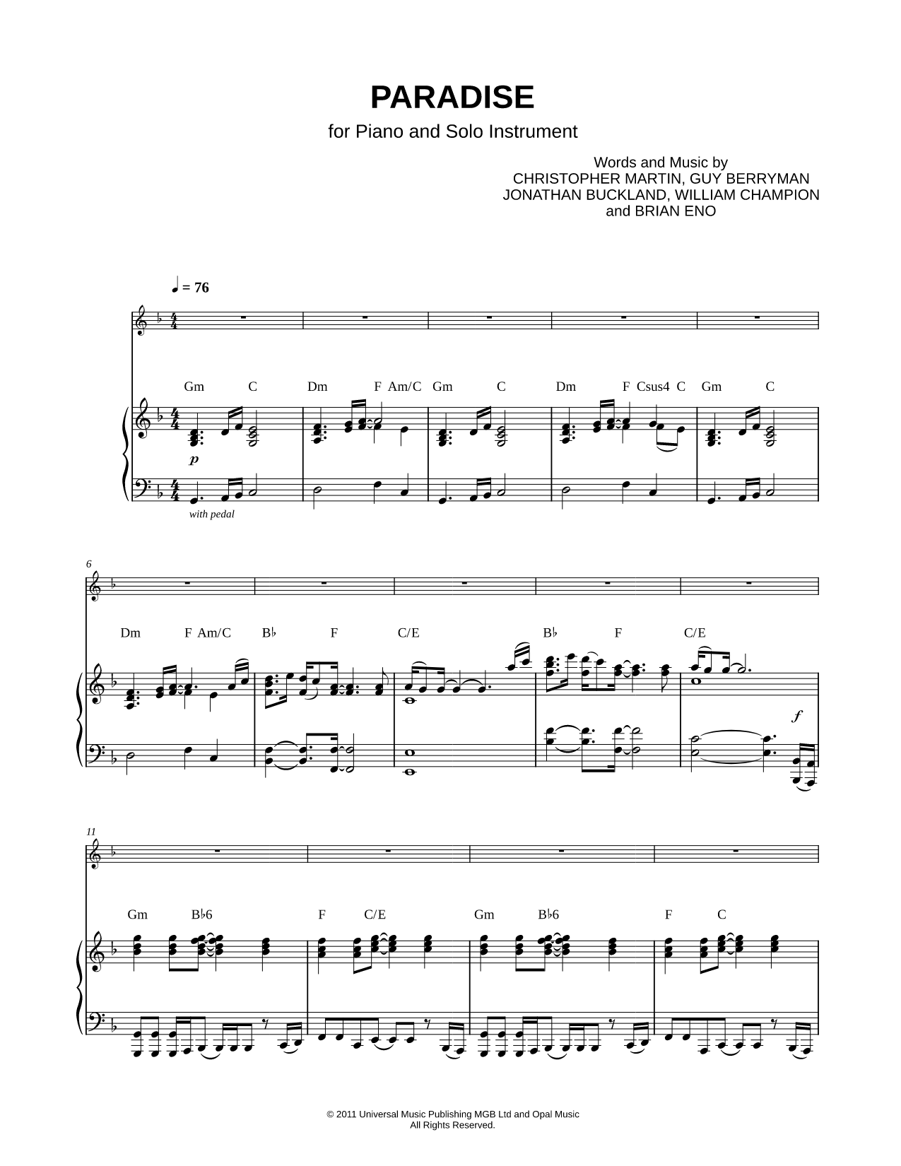 Paradise - Piano Accompaniment