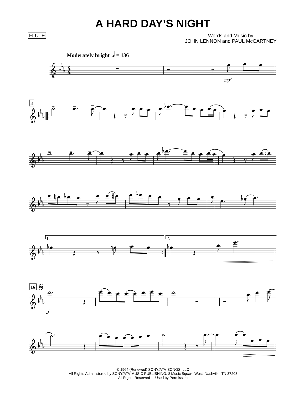 A Hard Day's Night - Flute