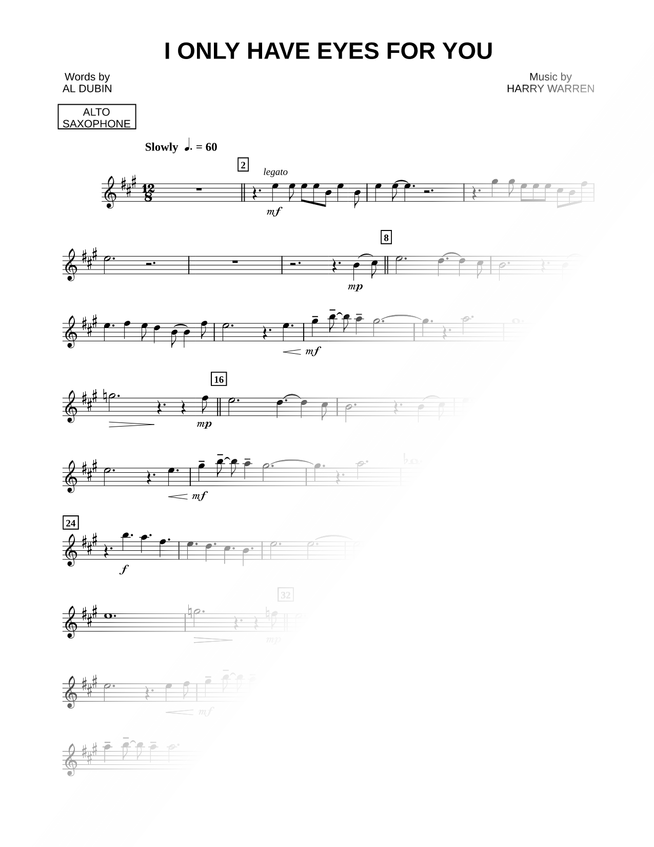 I Only Have Eyes for You - Alto Saxophone