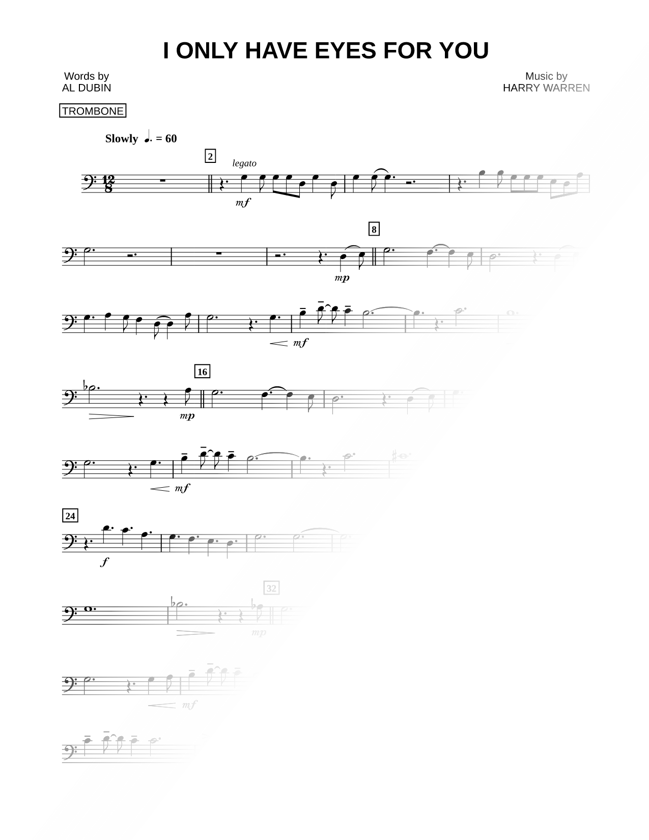 I Only Have Eyes for You - Trombone