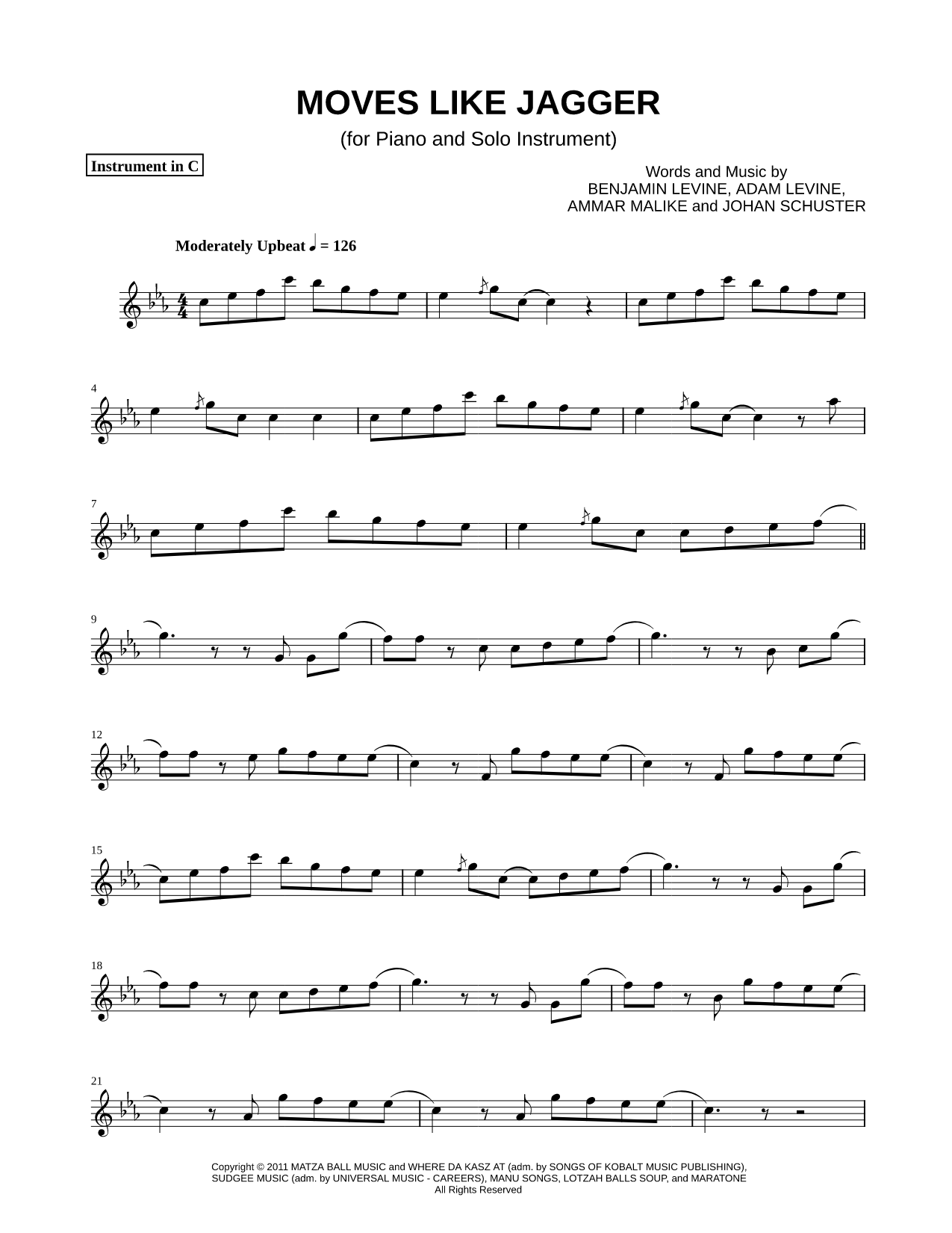 Moves Like Jagger - C Instrument