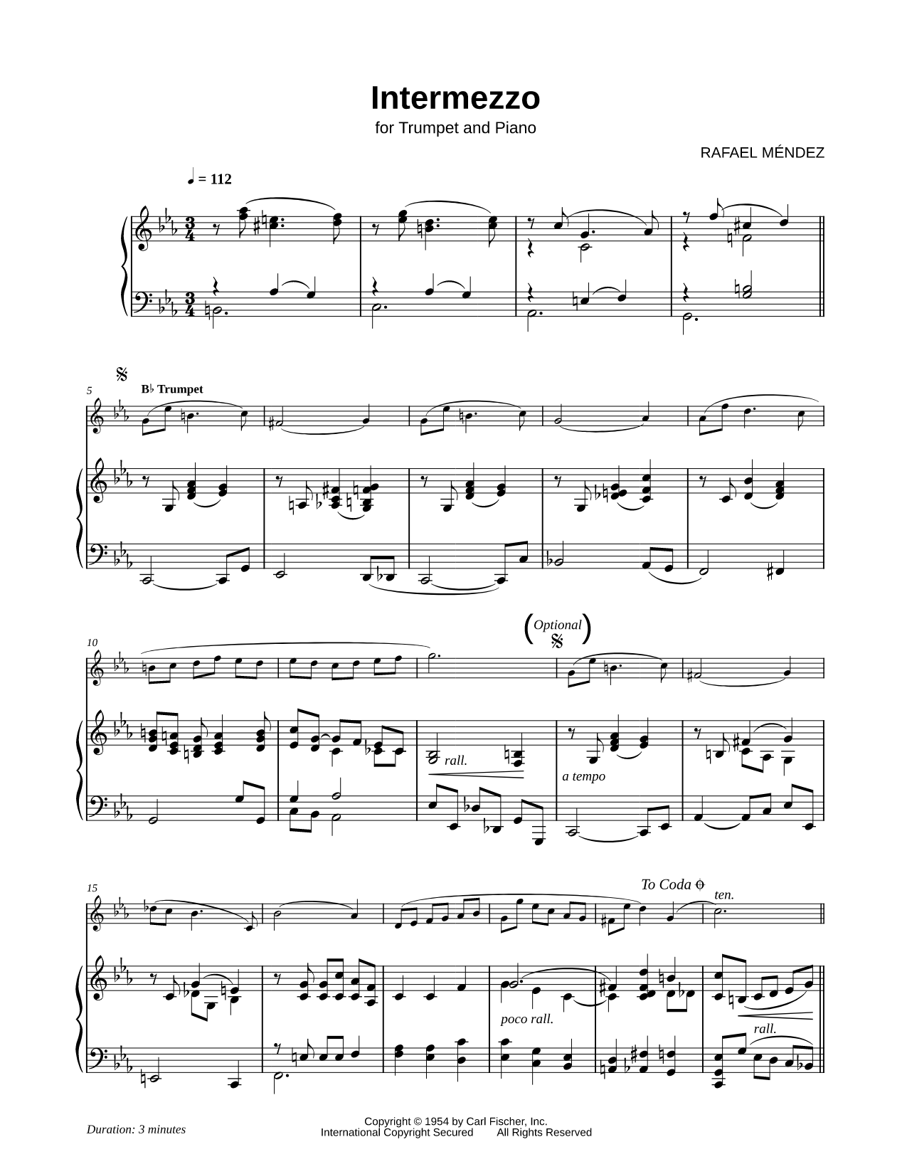 Intermezzo for Trumpet & Piano - Piano Accompaniment