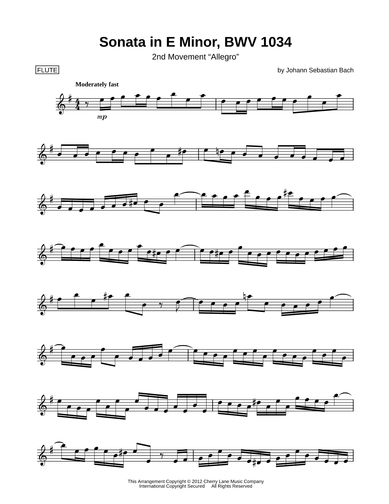 Sonata in E Minor, BWV 1034: II. Allegro