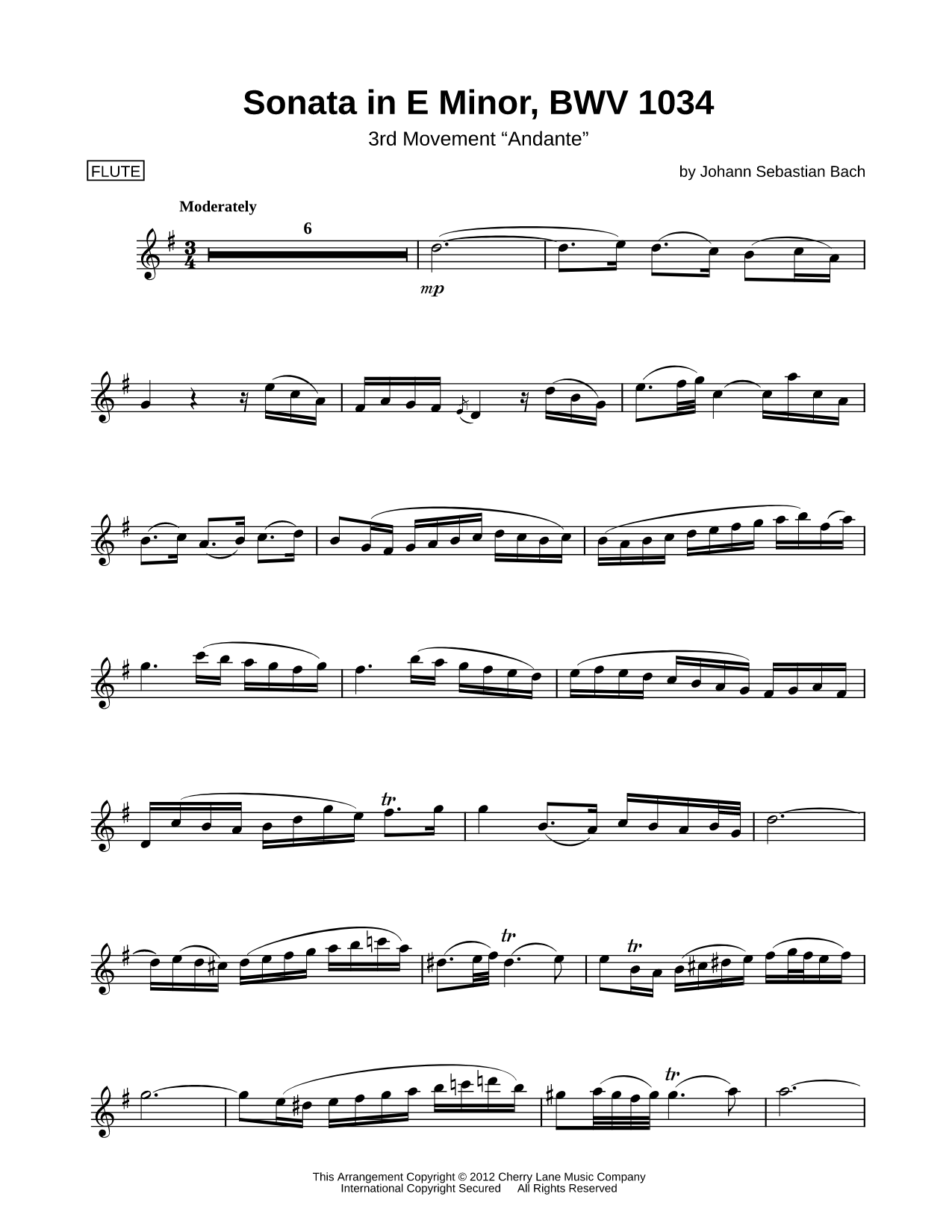 Sonata in E Minor, BWV 1034: III Andante