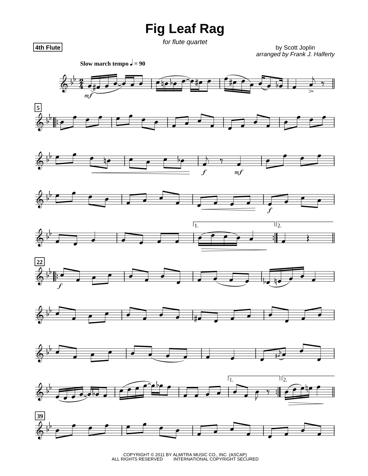 Fig Leaf Rag - Flute 4 (Flute Quartet)