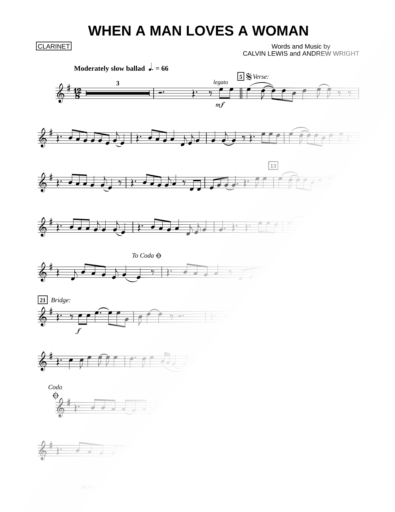 When a Man Loves a Woman - Clarinet